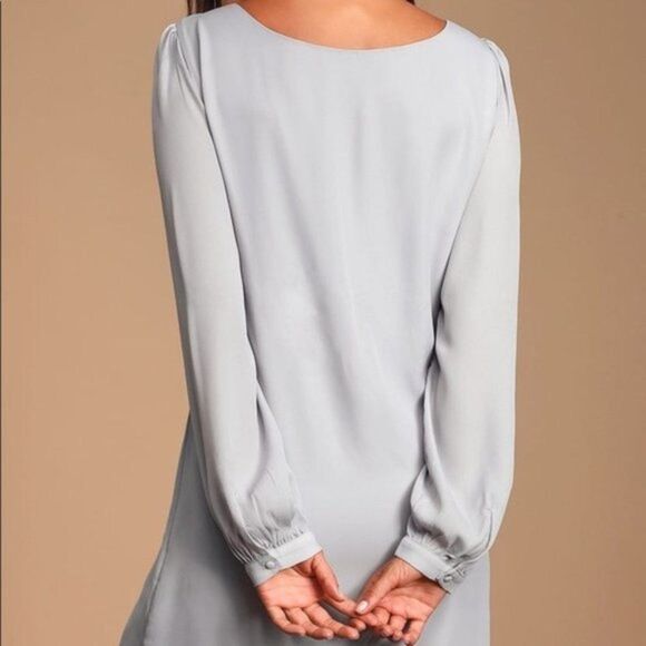 Lulu's Status Update Light Grey Shift Dress - Picture 2 of 6
